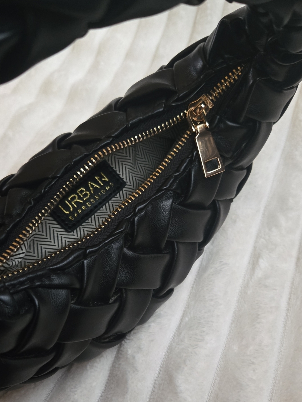 Woven Hobo Clutch Soft Leather little Black Bag - Picture 4 of 9